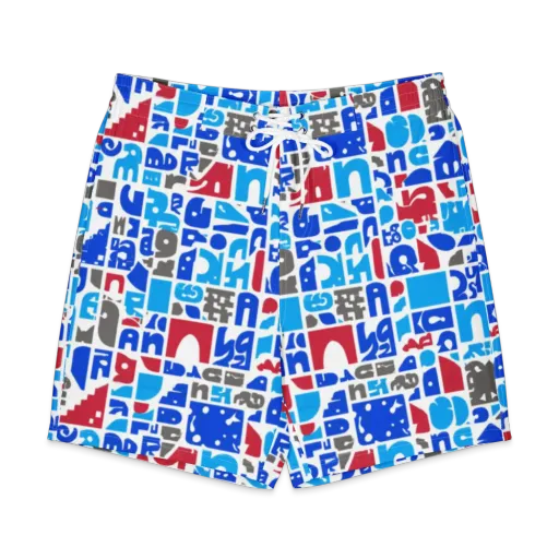 Typographic Tangle on a Men's Board Shorts