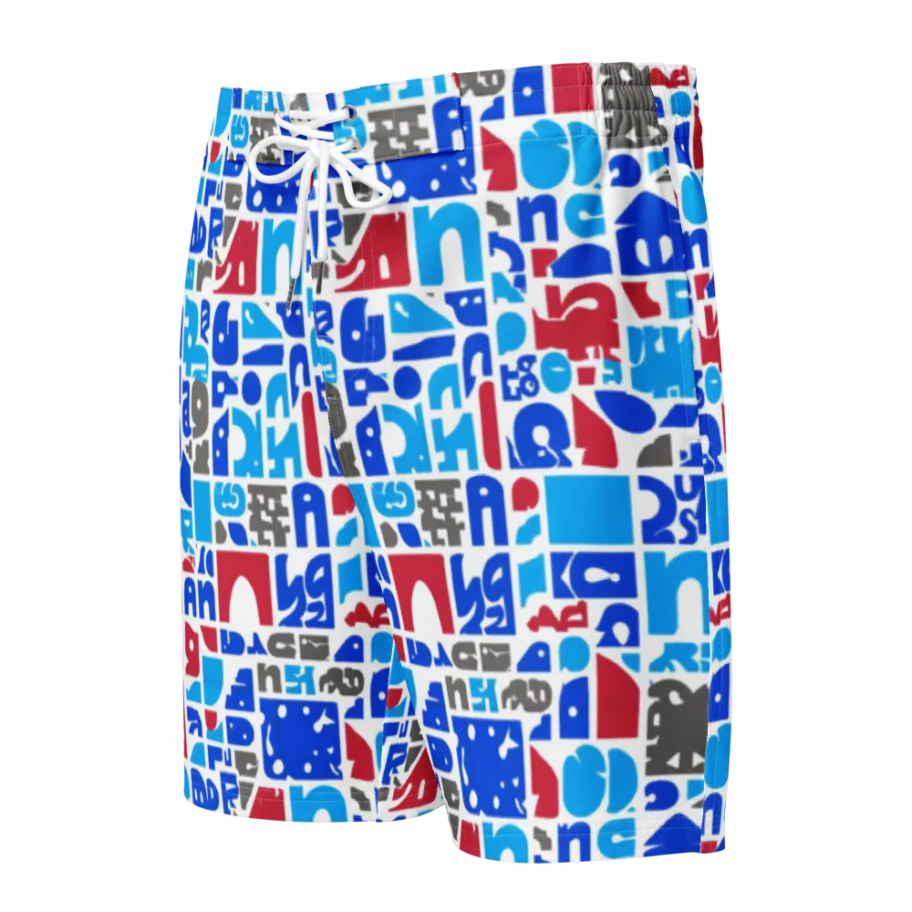 Typographic Tangle on Men's Board Shorts — Front