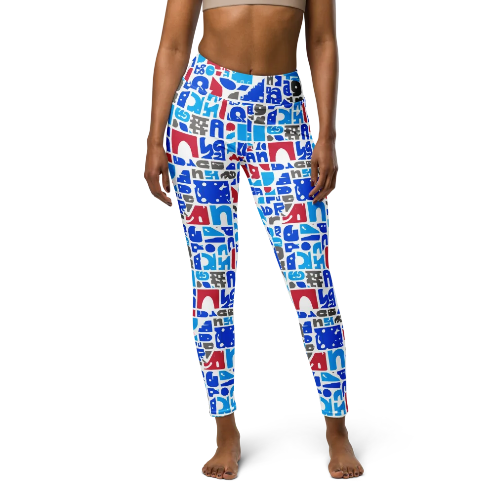 Typographic Tangle on Yoga Leggings — Front