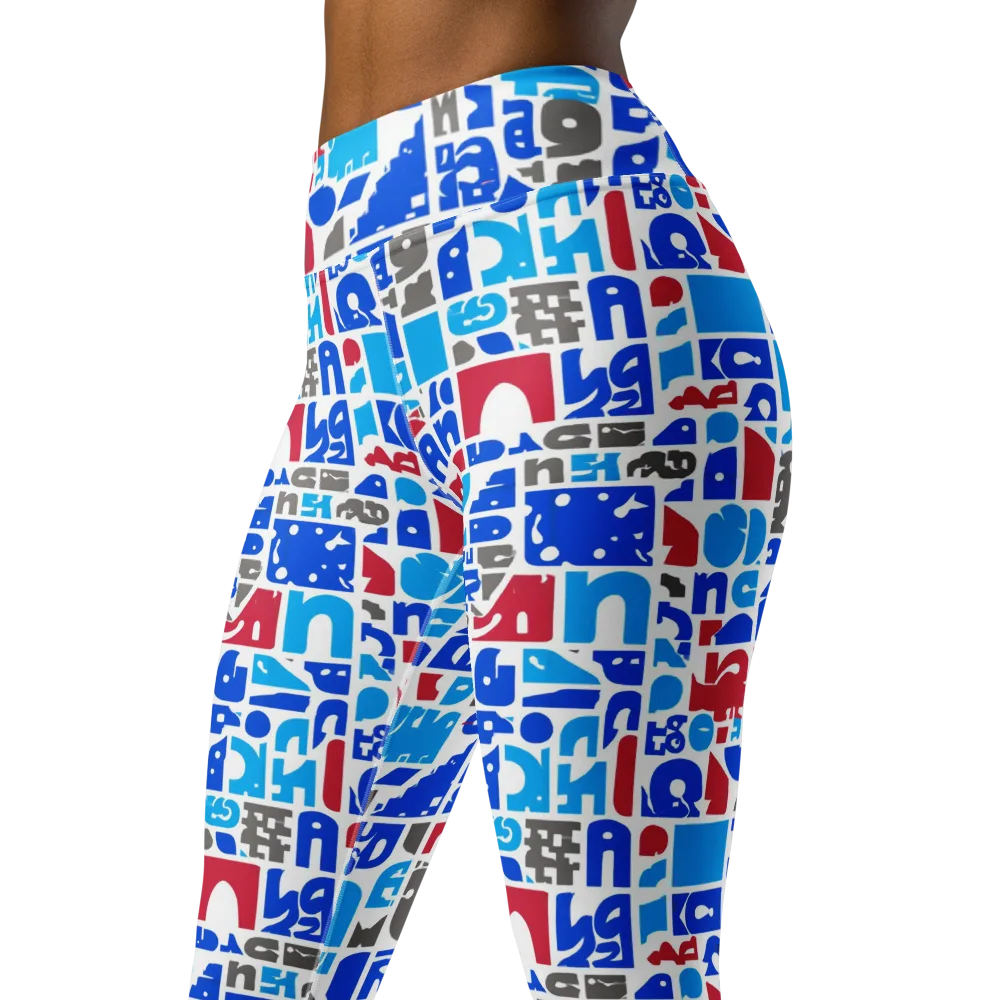 Typographic Tangle on Yoga Leggings — Left Front