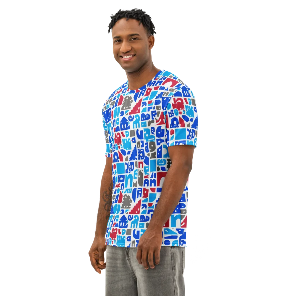 Typographic Tangle on Men's Cotton Crew Neck T-Shirt — Left Front