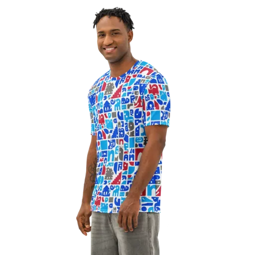 Typographic Tangle on a Men's Cotton Crew Neck T-Shirt