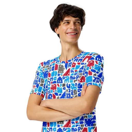 Typographic Tangle on a Men's Crew Neck T-Shirt