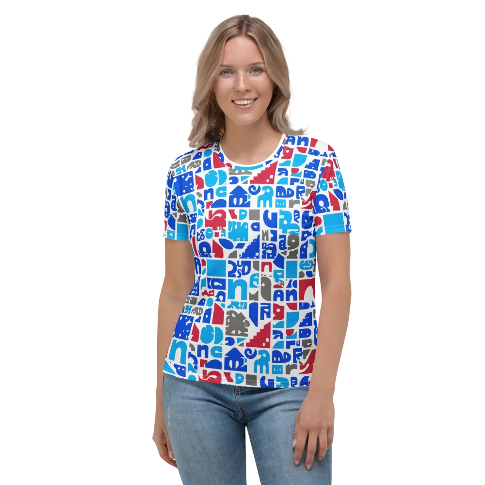 Typographic Tangle on Women's Crew Neck T-Shirt — Front