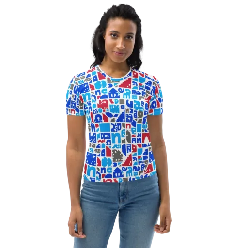 Typographic Tangle on a Women's Crew Neck T-Shirt