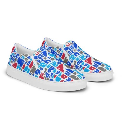 Typographic Tangle on a Men's Slip-On Canvas Shoes