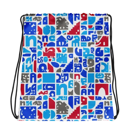Typographic Tangle on a Drawstring Bag