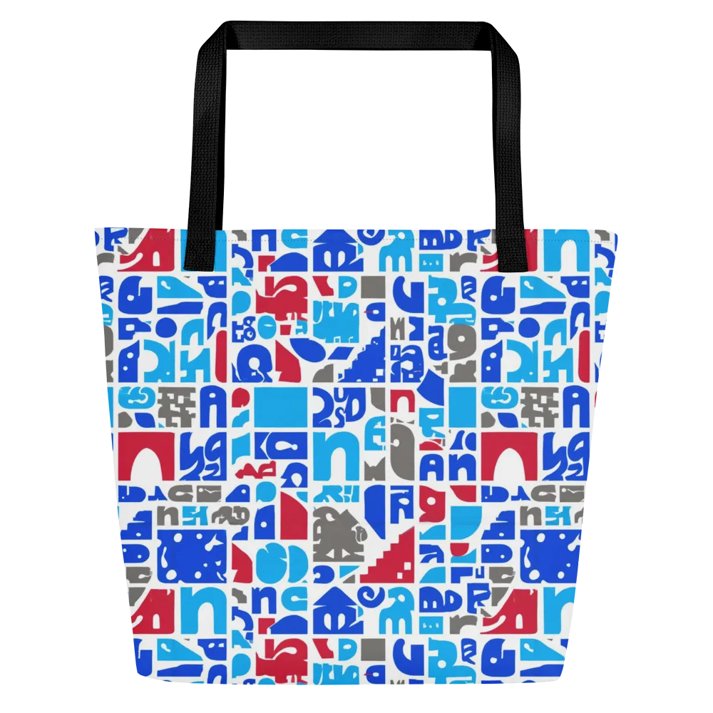 Typographic Tangle on Large Tote Bag W/ Pocket — Front