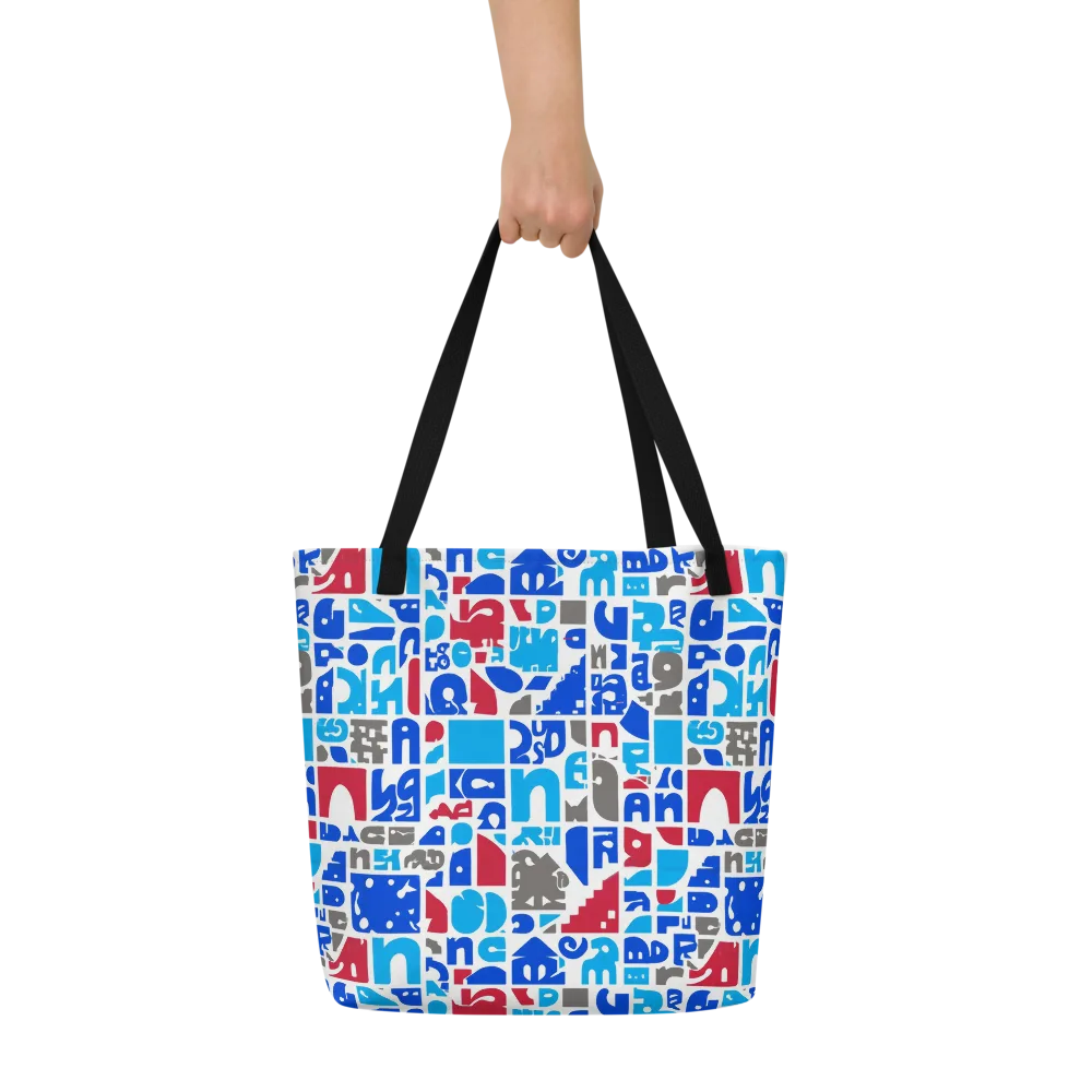 Typographic Tangle on Large Tote Bag W/ Pocket — Front