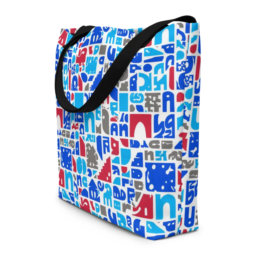 Typographic Tangle on Large Tote Bag W/ Pocket — Front