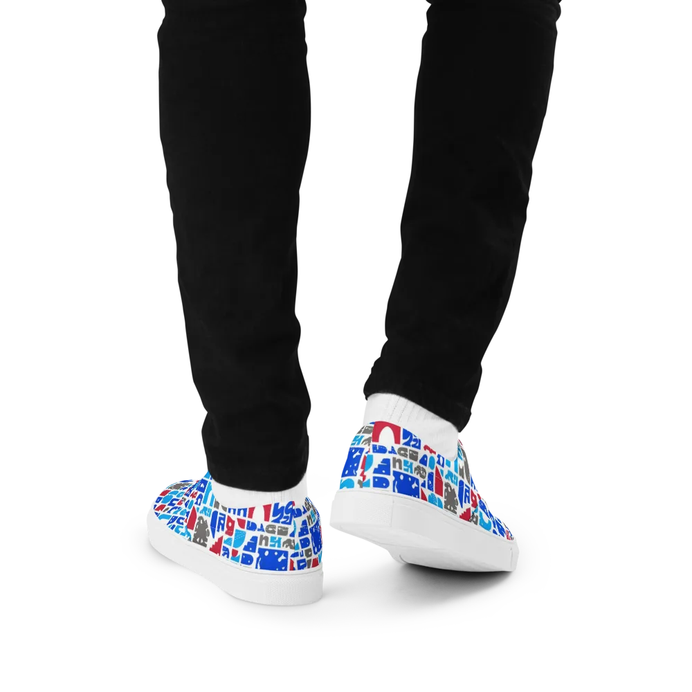 Typographic Tangle on Men's Lace-Up Canvas Shoes — Back