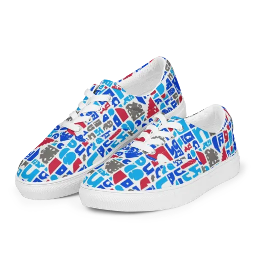 Typographic Tangle on Men's Lace-Up Canvas Shoes