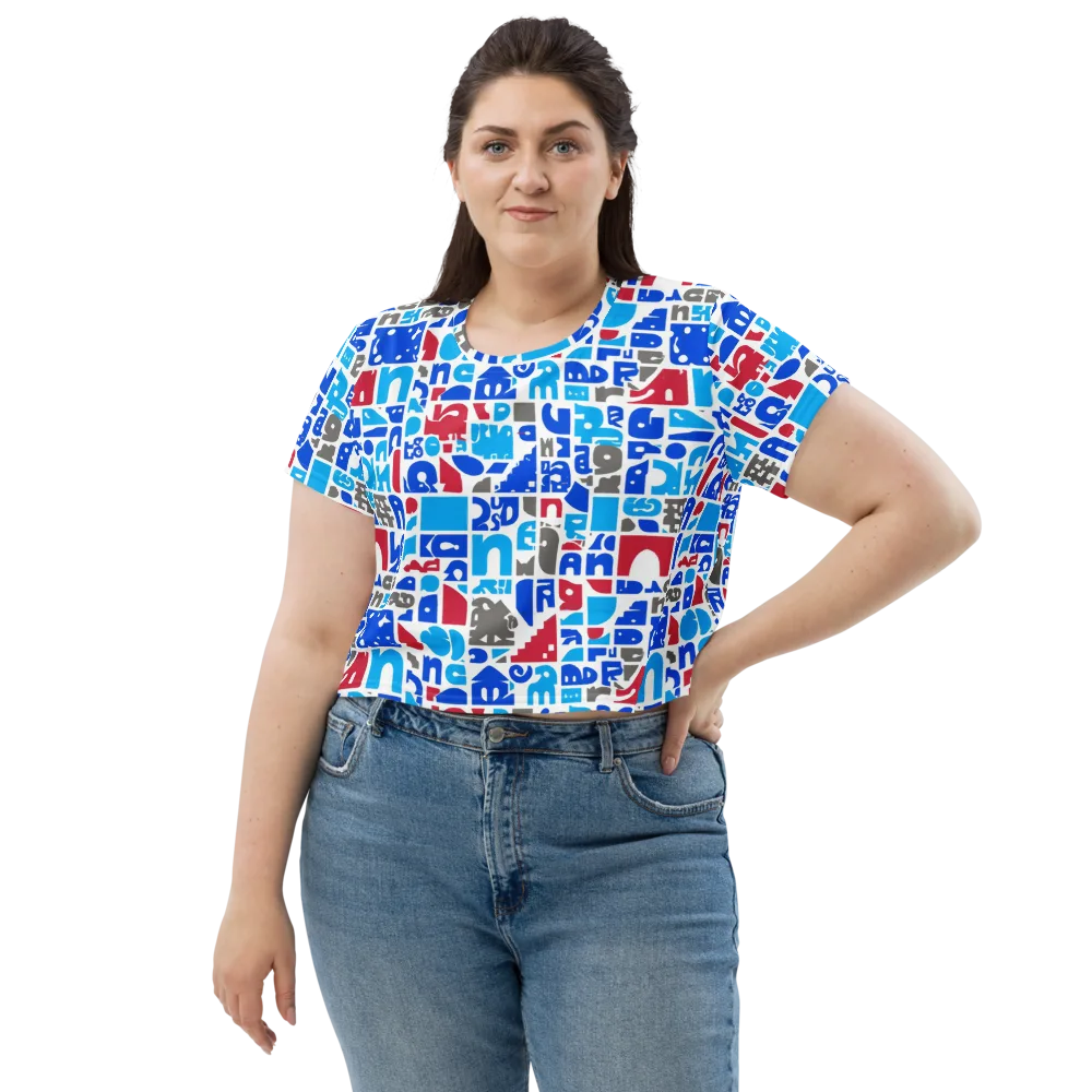 Typographic Tangle on Crop Tee — Front