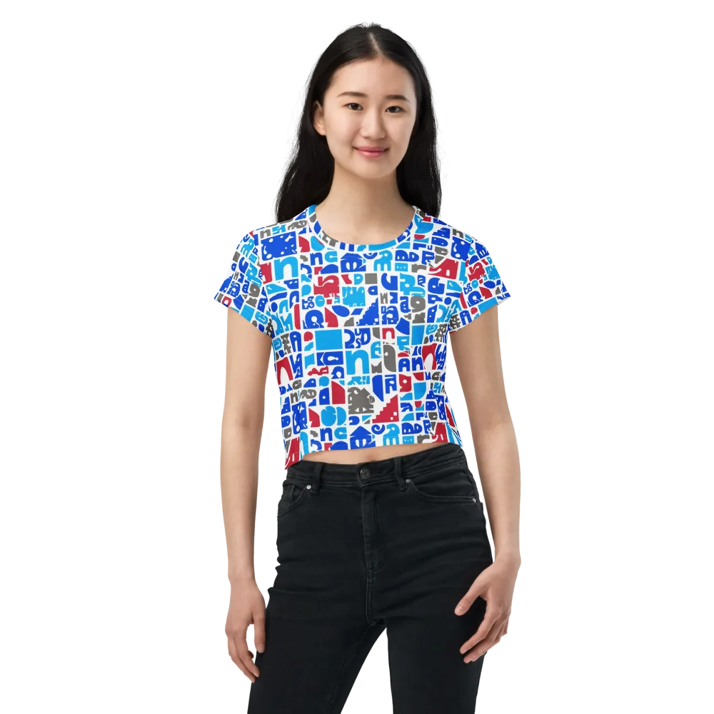 Typographic Tangle on Crop Tee — Front