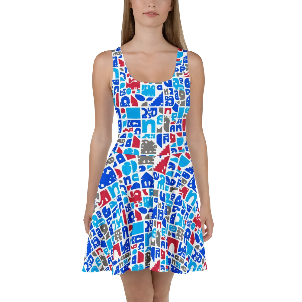 Typographic Tangle on Skater Dress — Front