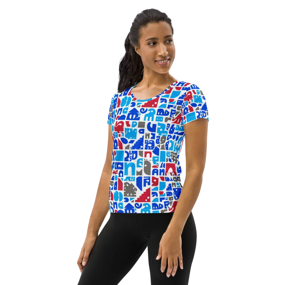 Typographic Tangle on Women's Athletic T-Shirt — Left