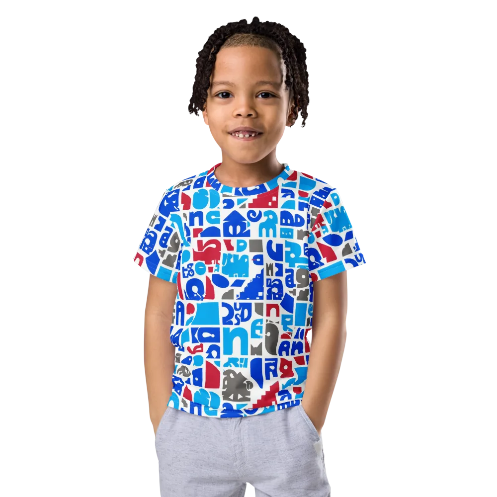Typographic Tangle on Kids Crew Neck T-Shirt — Front