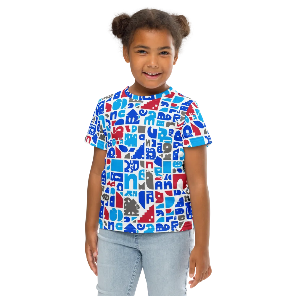 Typographic Tangle on Kids Crew Neck T-Shirt — Front
