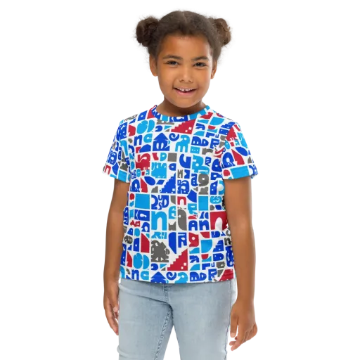 Typographic Tangle on a Kids Crew Neck T-Shirt