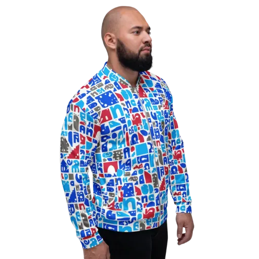 Typographic Tangle on a Bomber Jacket