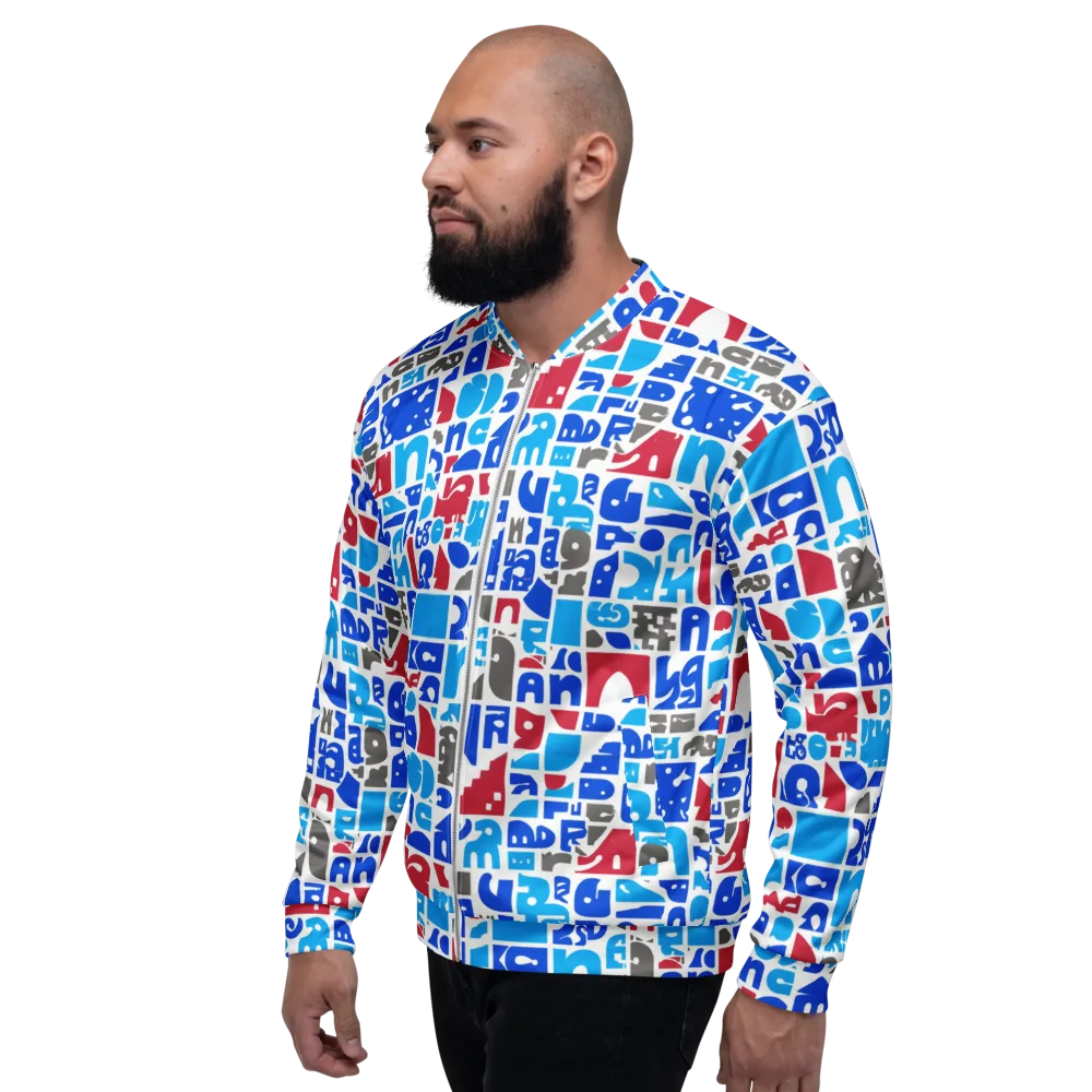 Typographic Tangle on Bomber Jacket — Left