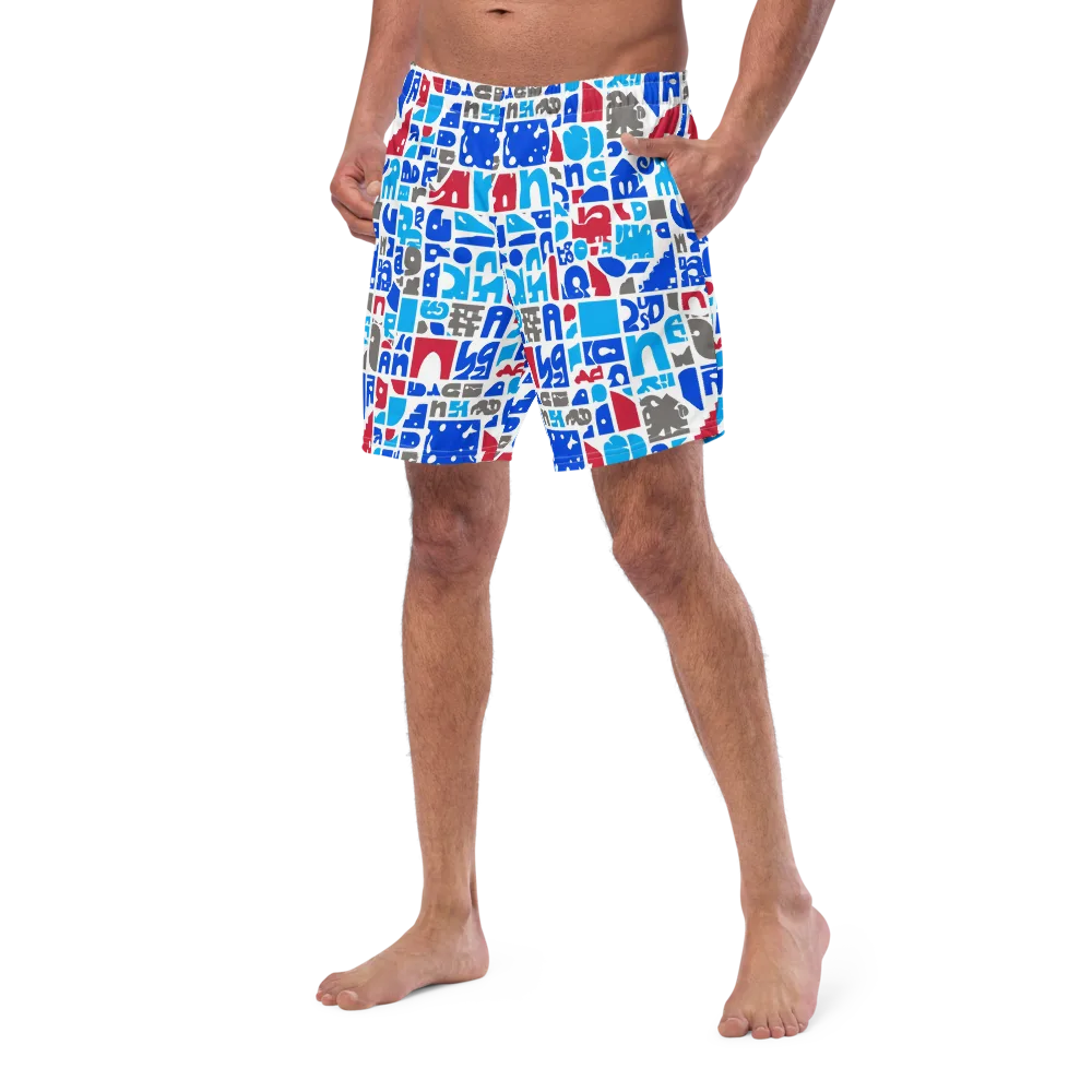 Typographic Tangle on Swim Trunks — Left Front
