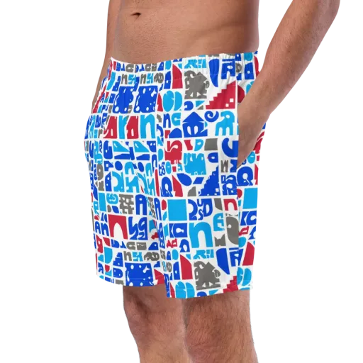 Typographic Tangle on a Swim Trunks