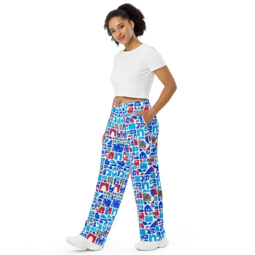 Typographic Tangle on a Wide-Leg Pants