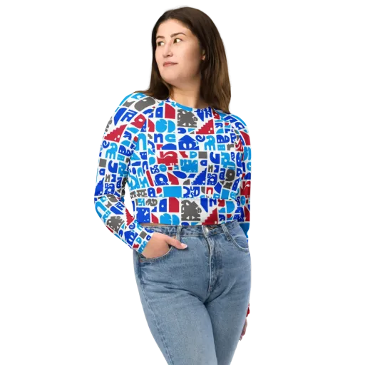 Typographic Tangle on a Long Sleeve Crop Top