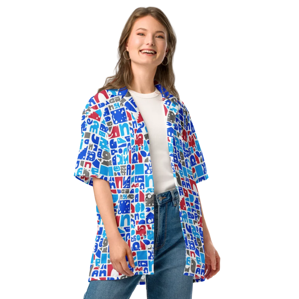 Typographic Tangle on Button Shirt — Front