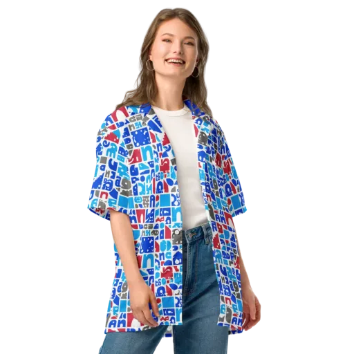 Typographic Tangle on a Button Shirt