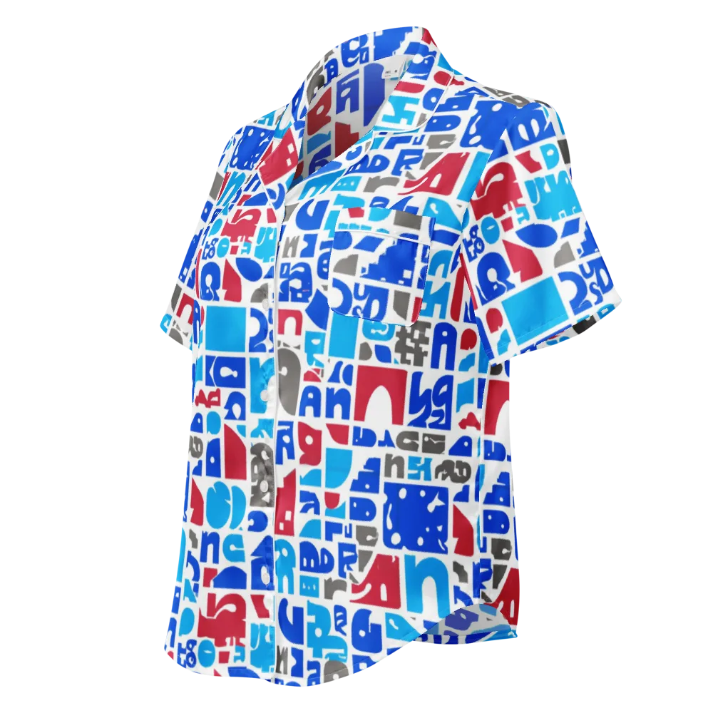 Typographic Tangle on Women's Short Sleeve Pajama Top — Left Front