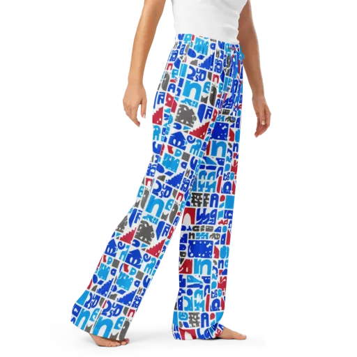 Typographic Tangle on a Women's Pajama Pants