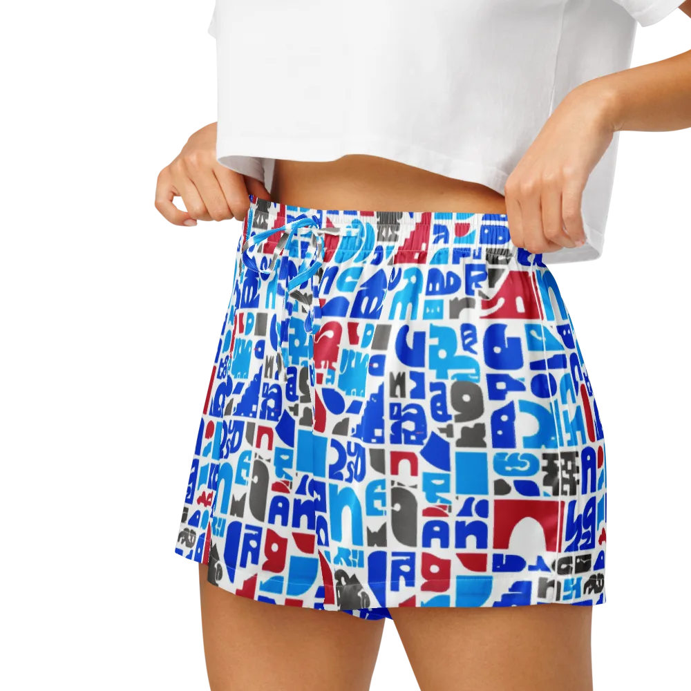 Typographic Tangle on Women's Pajama Shorts — Left