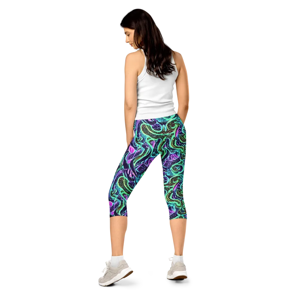 Minted Mayhem on Capri Leggings — Back