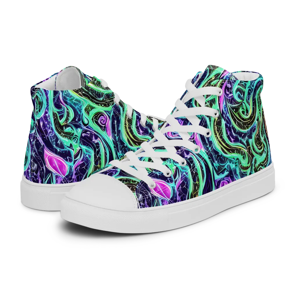 Minted Mayhem on Men's High Top Canvas Shoes — Left