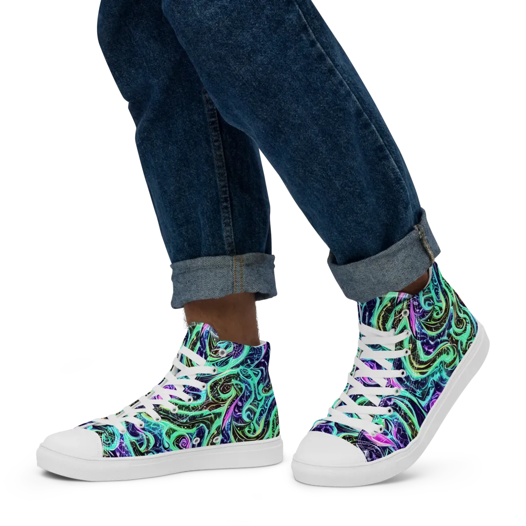 Minted Mayhem on Men's High Top Canvas Shoes — Left