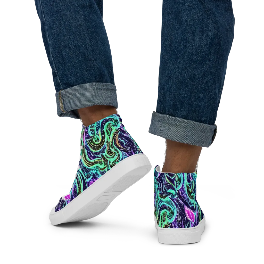 Minted Mayhem on Men's High Top Canvas Shoes — Back