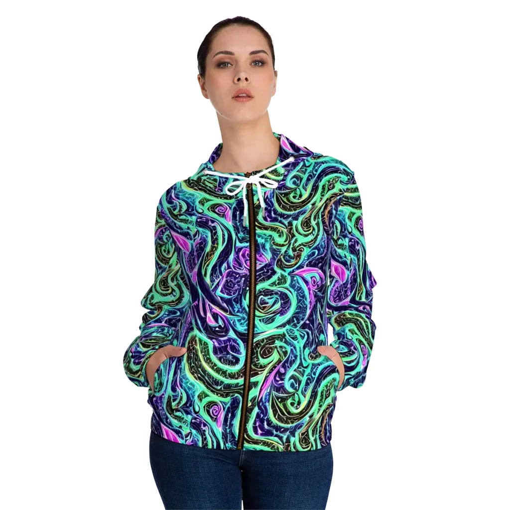 Minted Mayhem on Women's Full-Zip Hoodie — Front On Person
