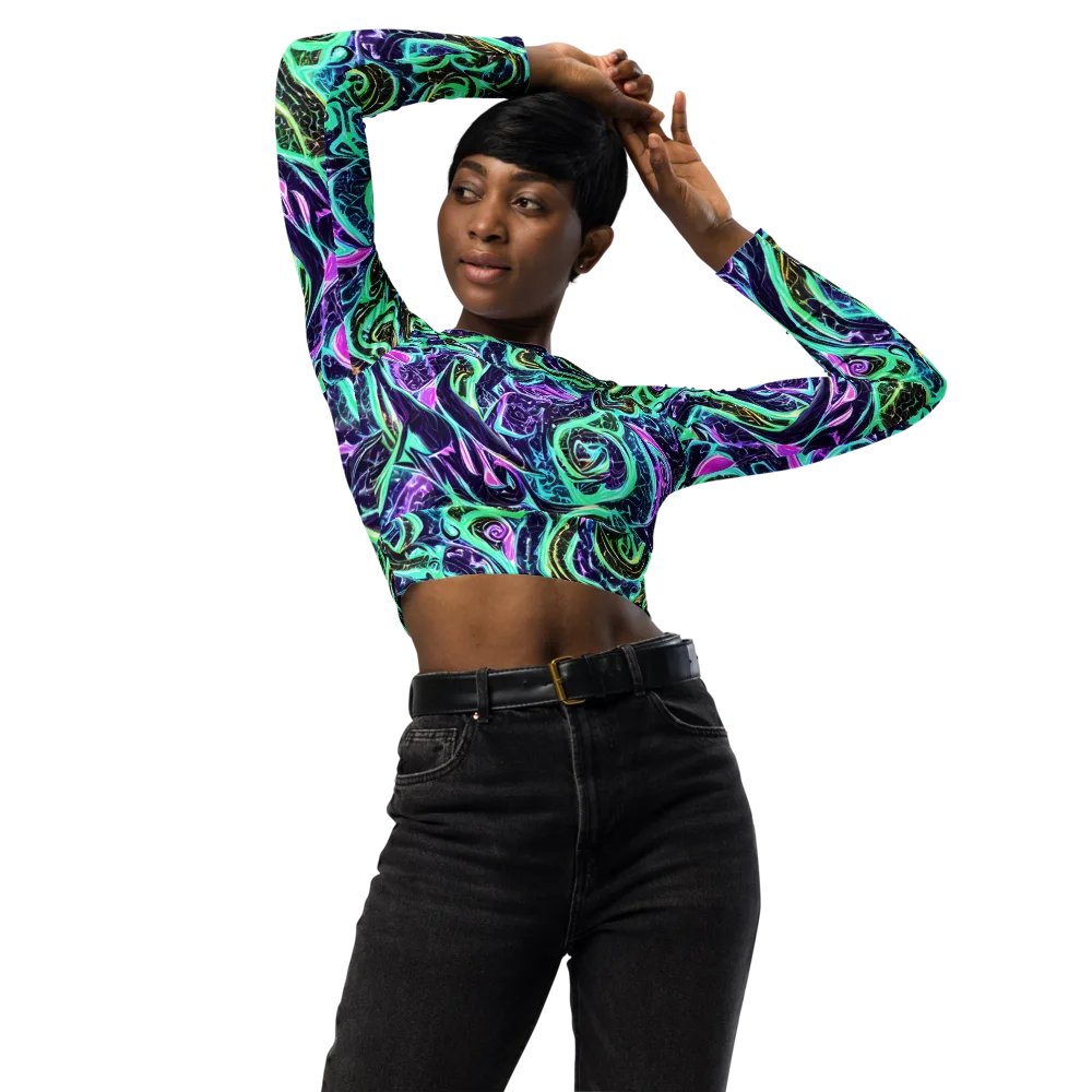 Minted Mayhem on Long Sleeve Crop Top — Front