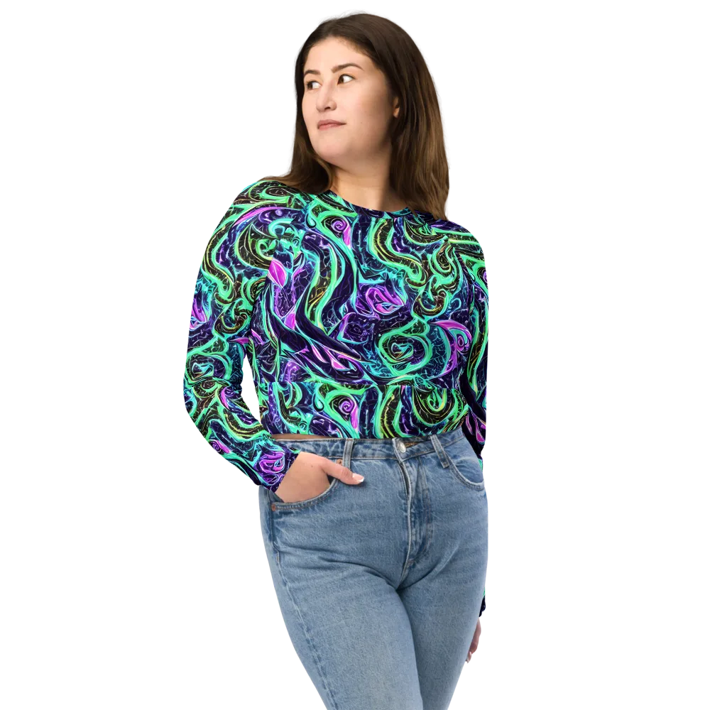 Minted Mayhem on Long Sleeve Crop Top — Front