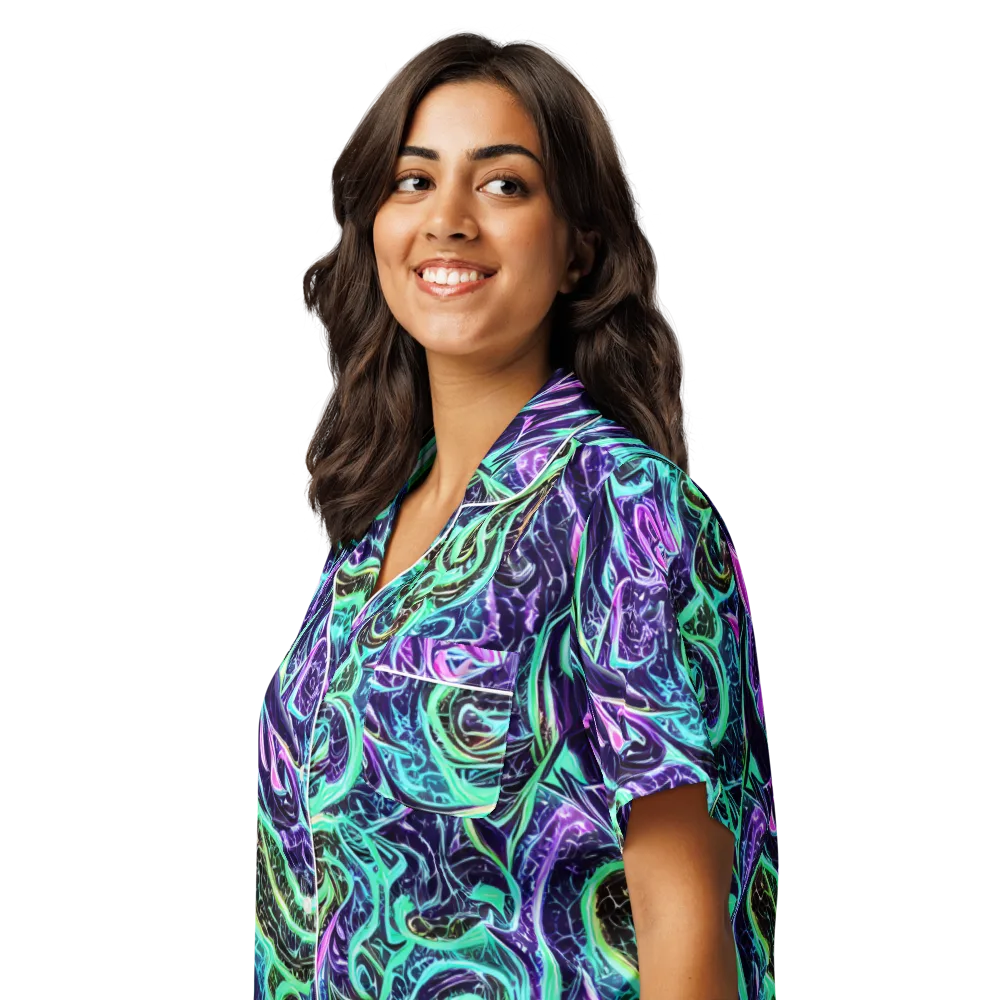 Minted Mayhem on Women's Short Sleeve Pajama Top — Left Front