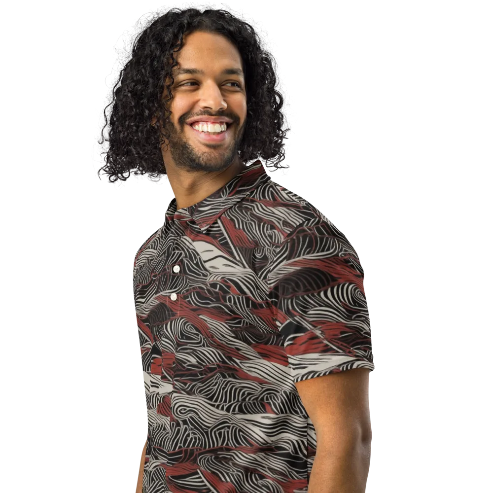 Zebra Riptide on Men's Slim Fit Polo Shirt — Left Front