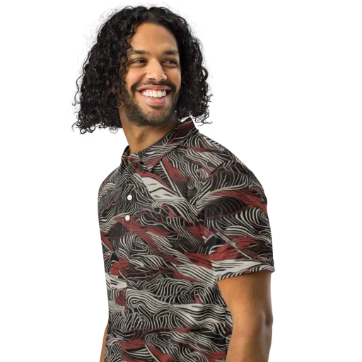 Zebra Riptide on a Men's Slim Fit Polo Shirt