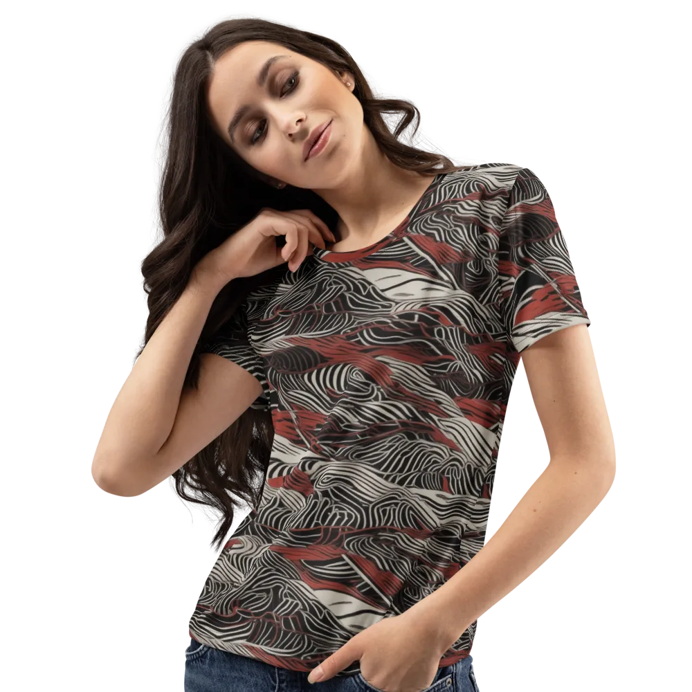 Zebra Riptide on Women's Crew Neck T-Shirt — Left Front