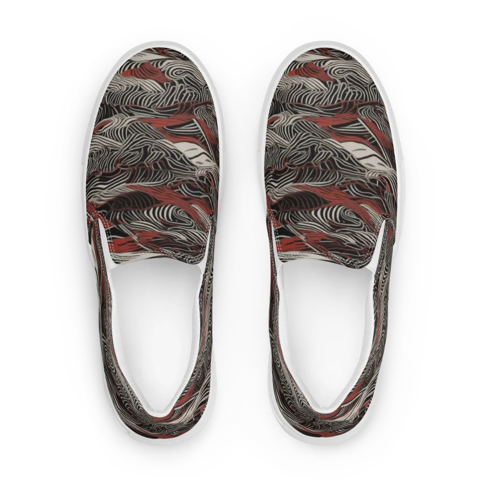 Zebra Riptide on Men's Slip-On Canvas Shoes — Front