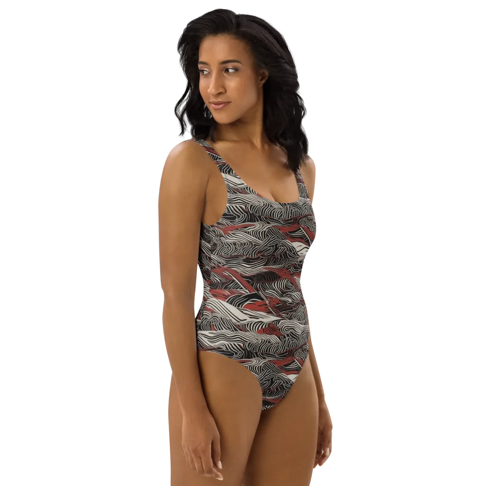 Zebra Riptide on One-Piece Swimsuit — Right