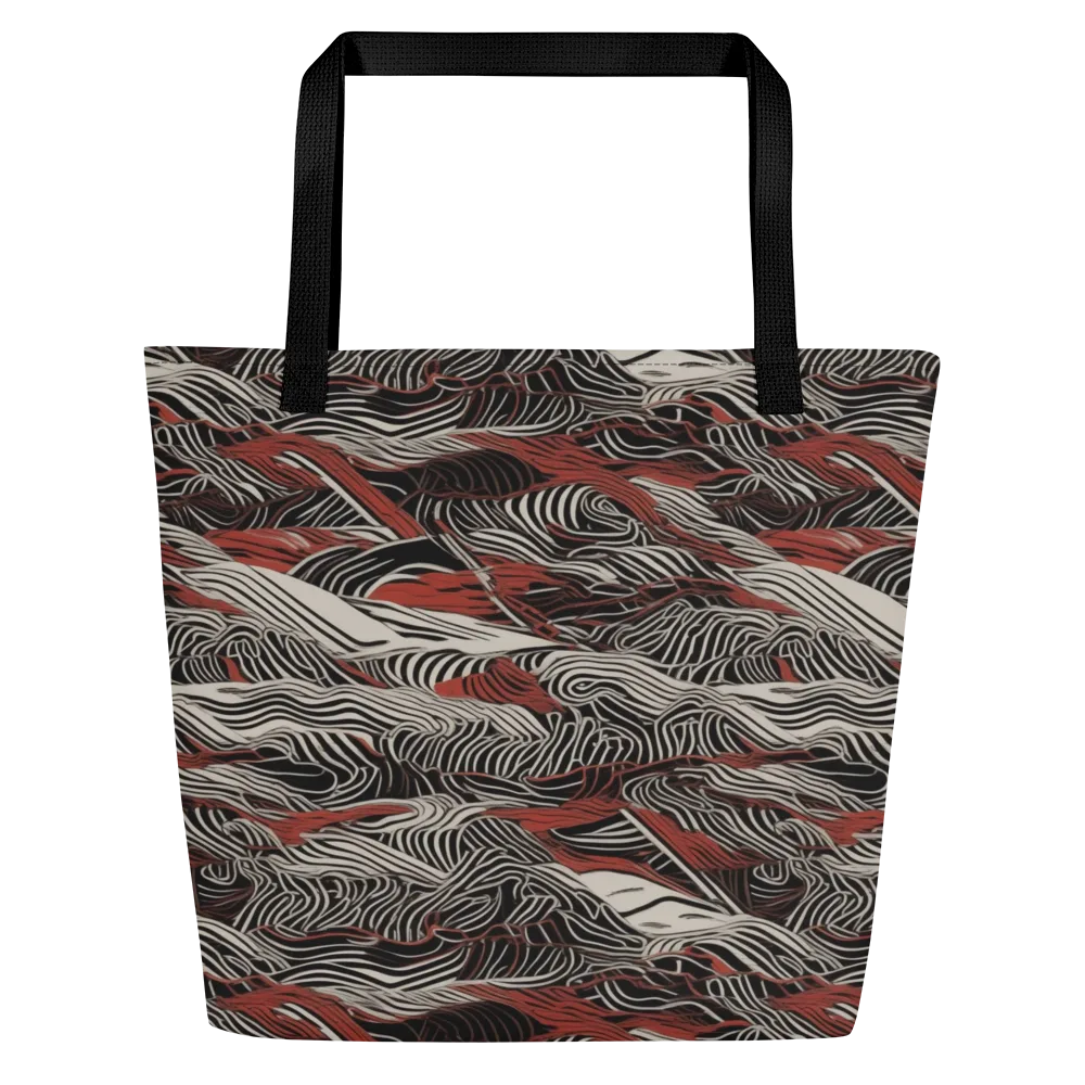 Zebra Riptide on Large Tote Bag W/ Pocket — Front
