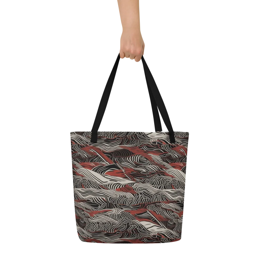 Zebra Riptide on Large Tote Bag W/ Pocket — Front