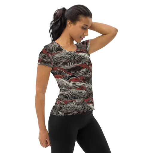 Zebra Riptide on a Women's Athletic T-Shirt